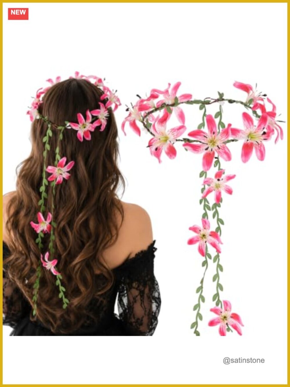 Floral Vine Flower Crown Headband for Women Boho Wedding Festival